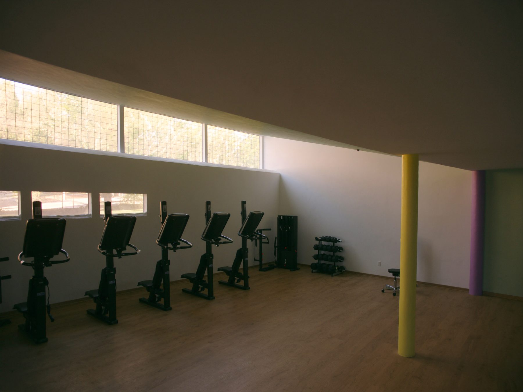 Übersicht über die Trainingsfläche mit Krafttrainingsgeräten